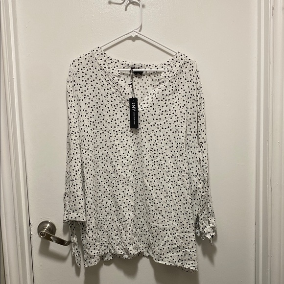 Jones New York Tops - JNY Black and White Tie Front Blouse with Peter Pan Collar